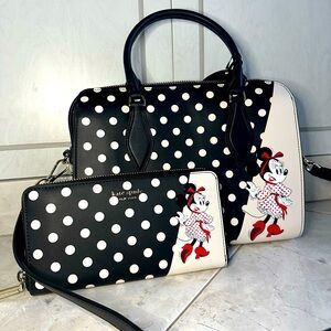Kate Spade Disney X Minnie Mouse Medium Satchel w/ Matching Wallet Set. BNWT!